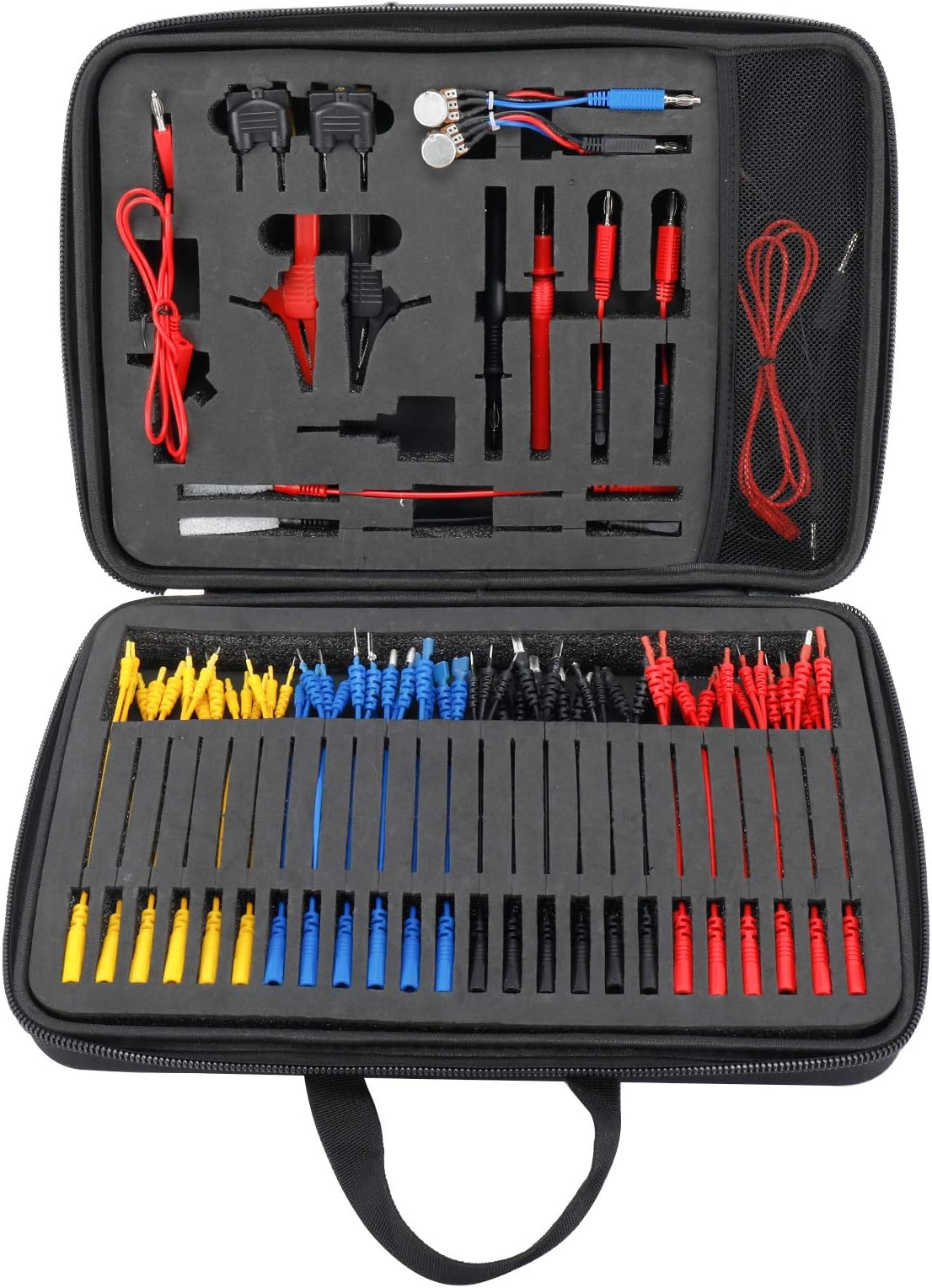 92pcs Automotive Circuit Test Leads Kit, Multimeter Test Leads Kit with Carrying Case, Multi Function Auto Diagnostic Electrical Test Kits with Alligator Clips, Probles, Connectors Adapter Cables