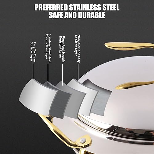 Miniatura 4 de Chafing - Juego de platos con una capacidad de 1.5 L, juego de platos de catering para fiestas, restaurantes, hoteles, 11.02 x 8.07 pulgadas