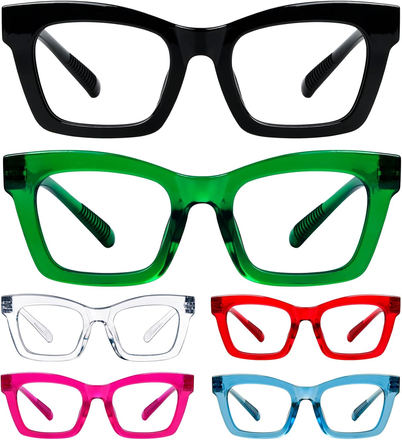 LUR READING GLASSES 5 pack Fashion Readers for Women(One for each color)