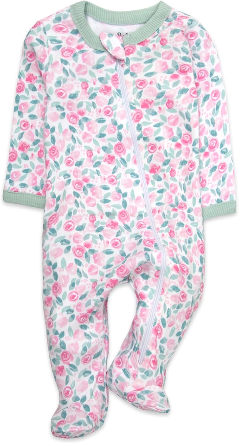Baby Essentials Baby Girls 4 Piece Outfit Set – Footie Sleepwear Pajama Bodysuits – Spring & Summer Baby Clothes Gift Set - Image 3
