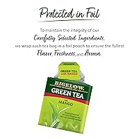 Vista 4 de Bigelow Tea Té verde con mango, té con cafeína con mango, caja de 20 unidades (paquete de 6), 120 bolsas de té en total