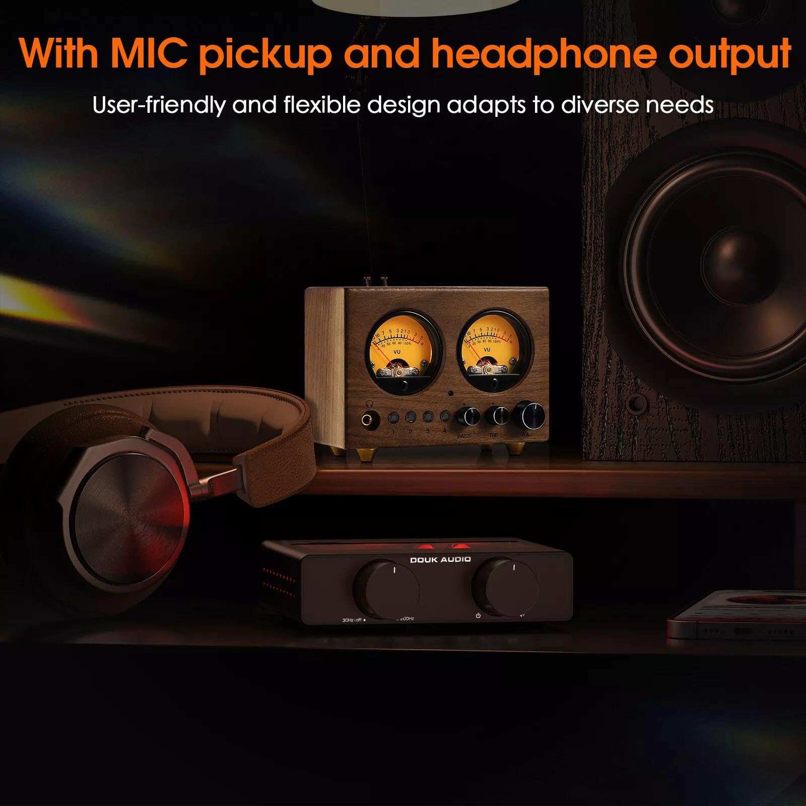 4-IN-1-OUT Audio Umschalter Stereo-Vorverstärker mit VU-Meter und Fernbedienung