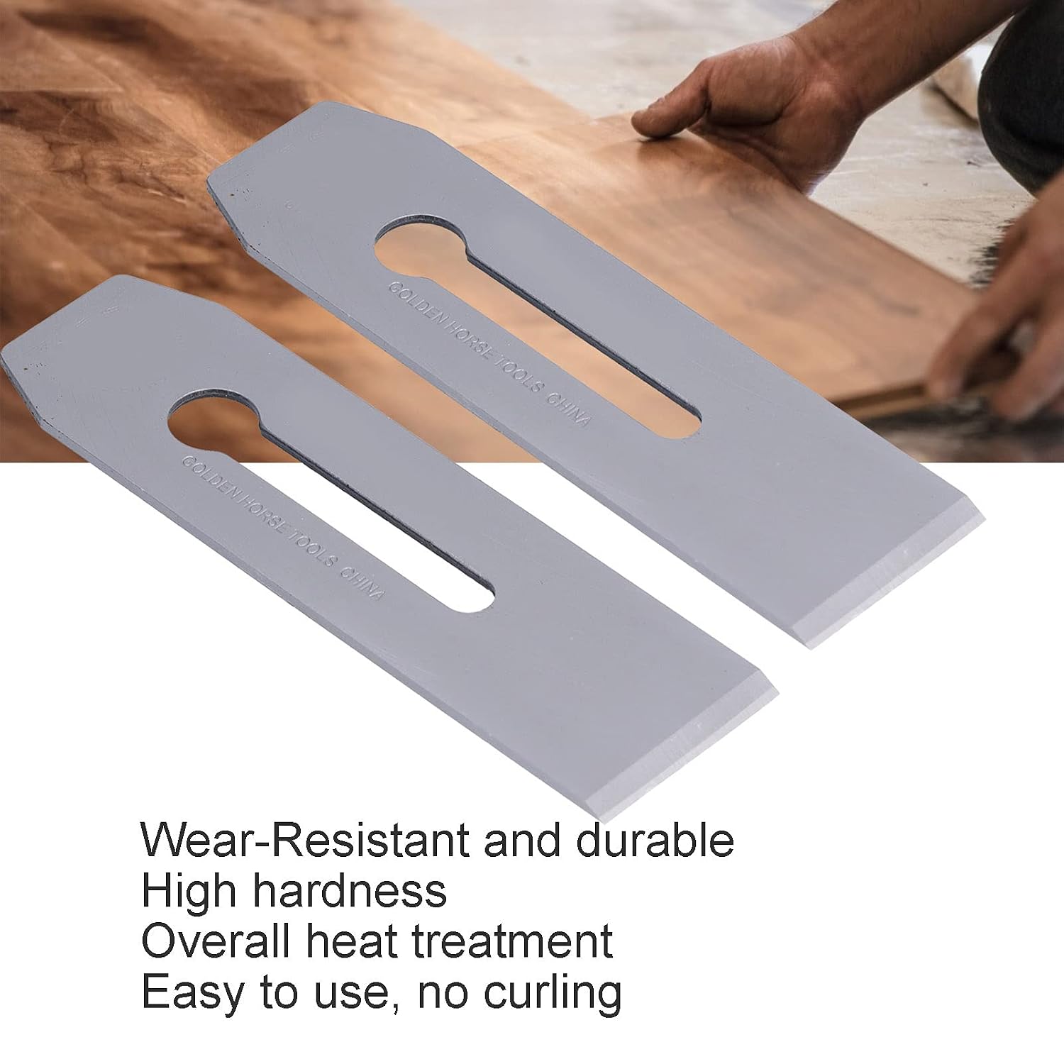 Garosa Portable Planer Blades, Durable Replacement Cutting Knives for Woodworking Handcraft Steel 51MM 2 Pack