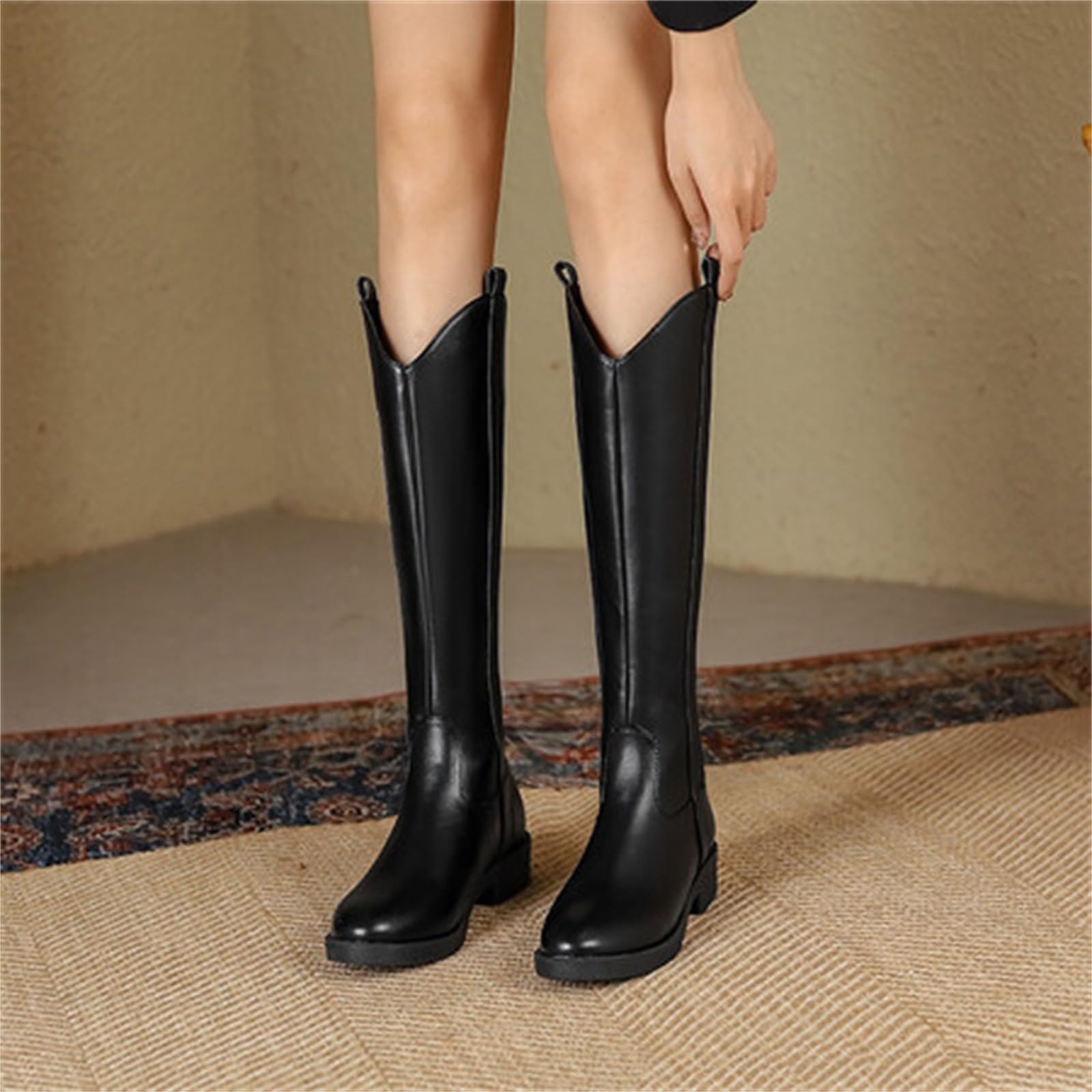 Winter Stiefel Damen Gefüttert Hoch Rund Zip Regen Gefütterte Rund Boots