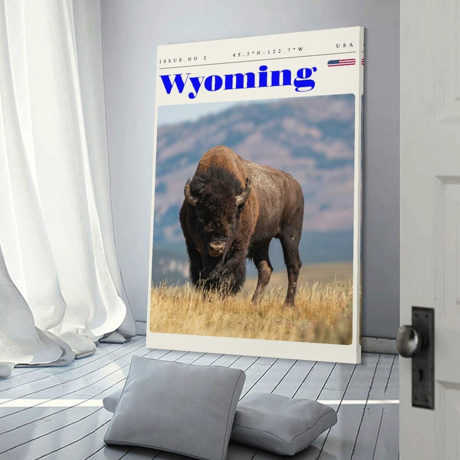 Junmoney Wyoming Travel Art Canvas Wall Art, 12x18inch(30x45cm), for Bedroom Decor, Cosy Corners Or Studios, Stylish Decor for A Restful Room Update