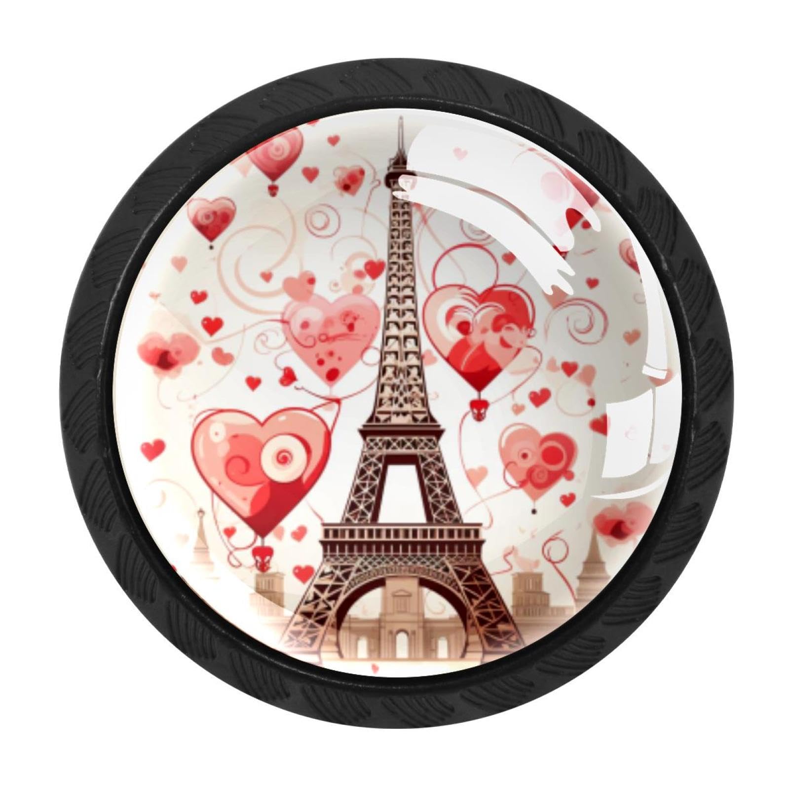 Chenzzzz Multicolored 04 4 Pieces Eiffel Tower Valentine's Day Kitchen Cabinet Knobs Drawer Knobs Dresser Knobs Black Knobs Drawer Pulls Dresser Drawer Handles Knobs For Dresser Drawers