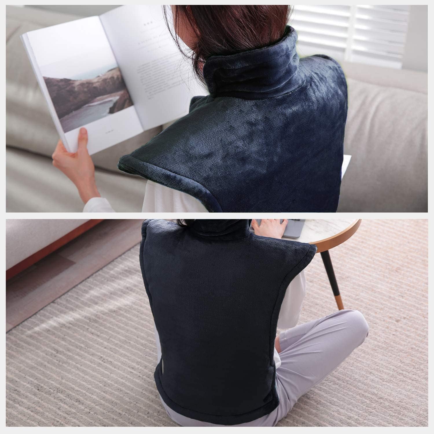 Large Heating Pad for Back and Shoulder, 24inch x33inch Heat Wrap with Fast-Heating and 4 Heat Settings, 2 Hours Auto Shut Off Available,Machine Washable HW02, Dark Blue