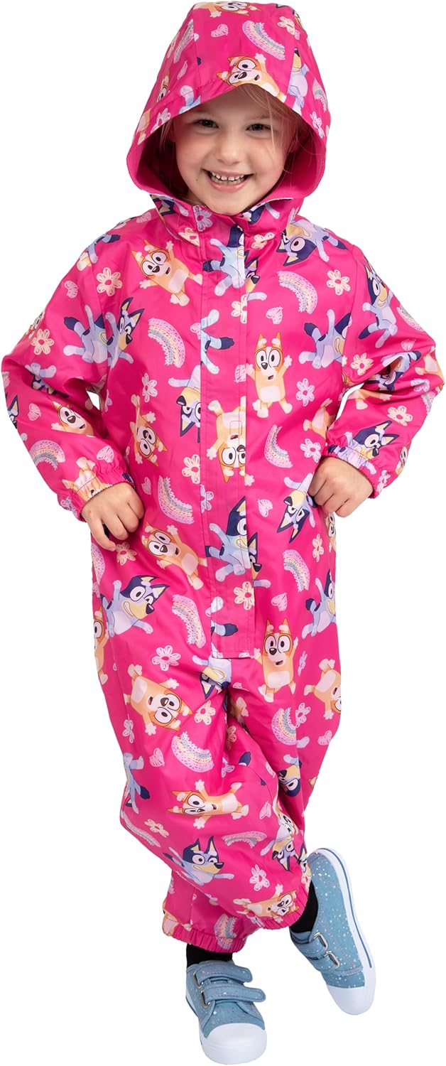 Bluey Raincoat | Bingo Kids Rain Suit | All In One Raincoat For Girls | Sizes 2T To 8