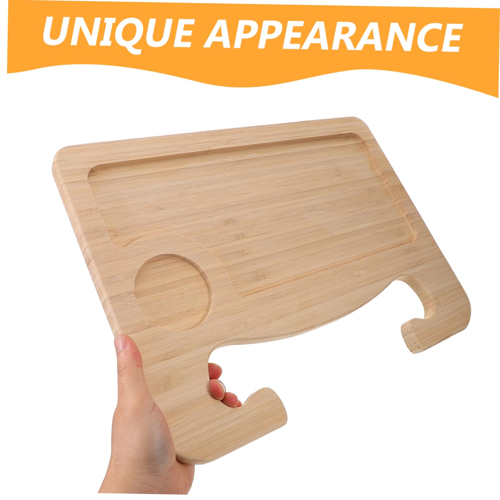 PRETYZOOM Mesa de Bandeja de Madera para Volante de Coche Soporte Estable y Portátil, Organizador Elegante para Botellas y Uso Cómodo en Carretera y Hogar
