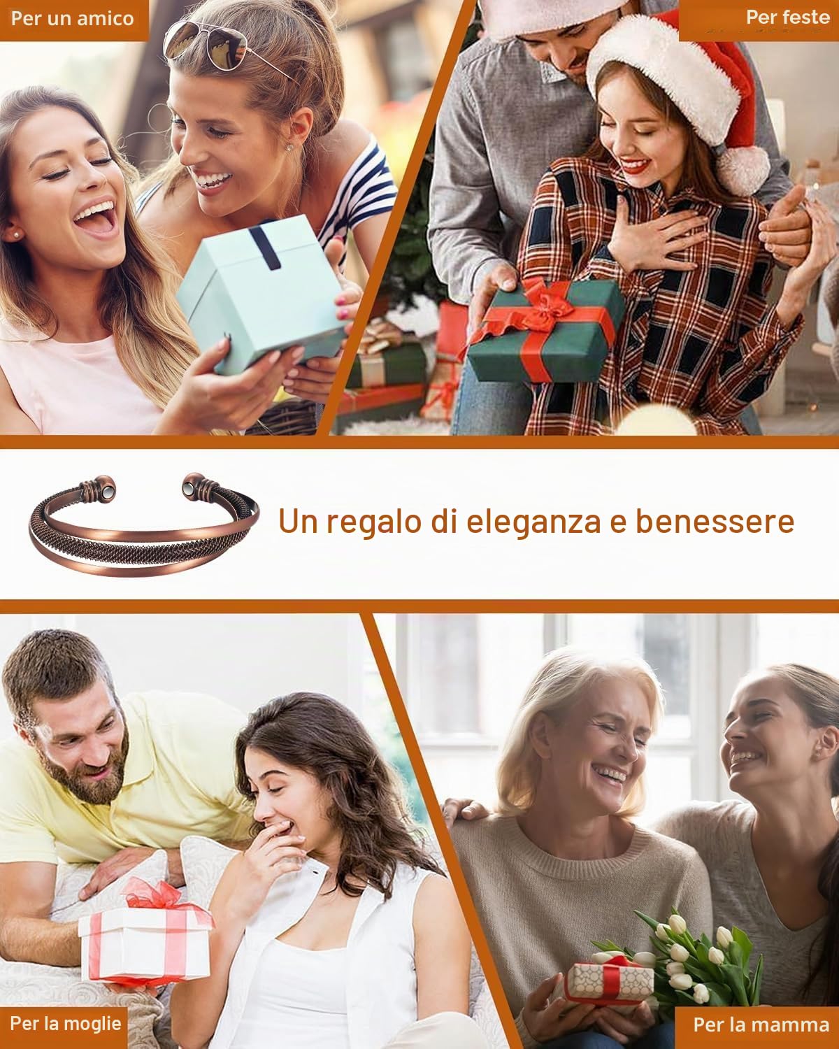 3500 Gauss Trattamento Magnetico Artrite Braccialetti Maschili e Femminili, 2 Braccialetti in Rame Magnetico Super Forte Promuove efficacemente la circolazione sanguigna e allevia il dolore artrite