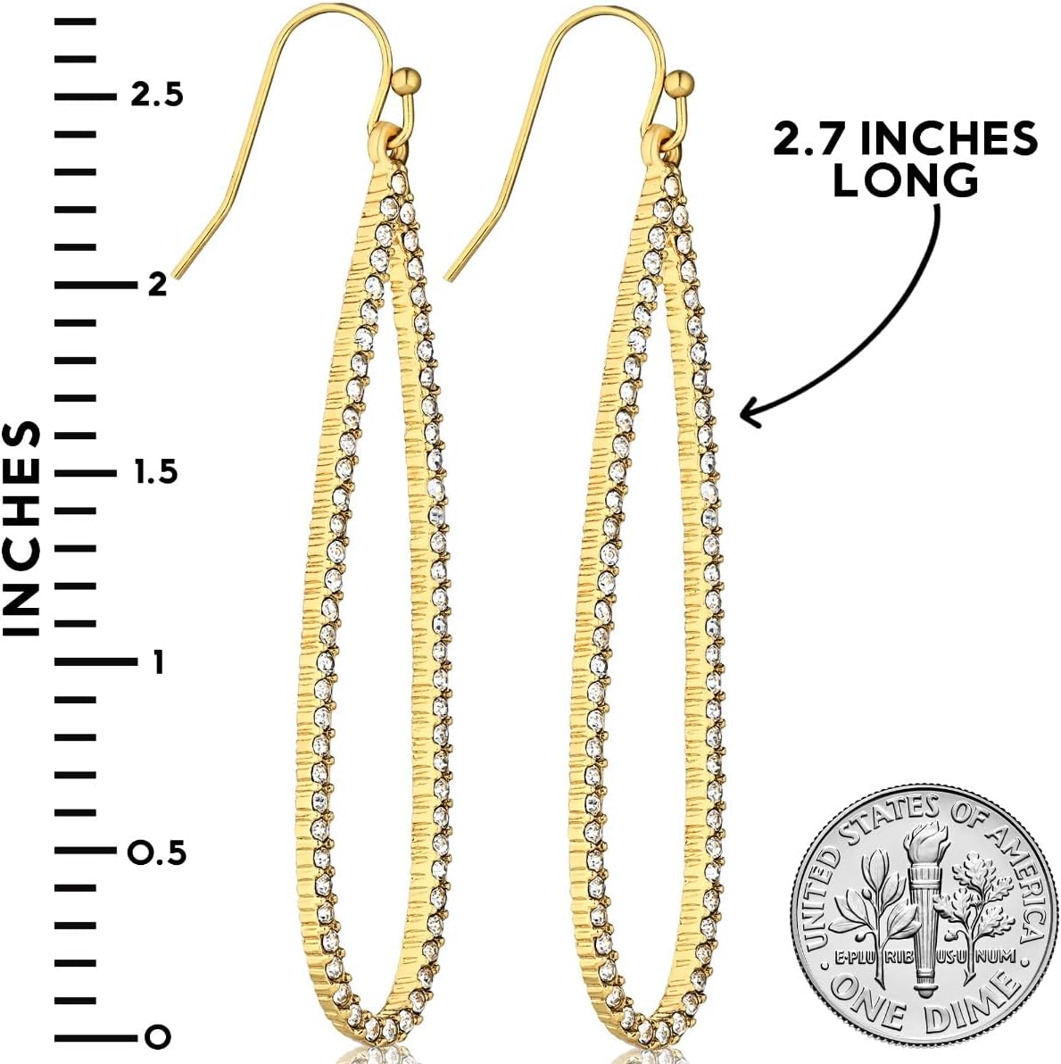 Simulated Diamond Teardrop Dangle Earrings for Women - Cubic Zirconia Crystal Long Dangling Earrings - Image 4