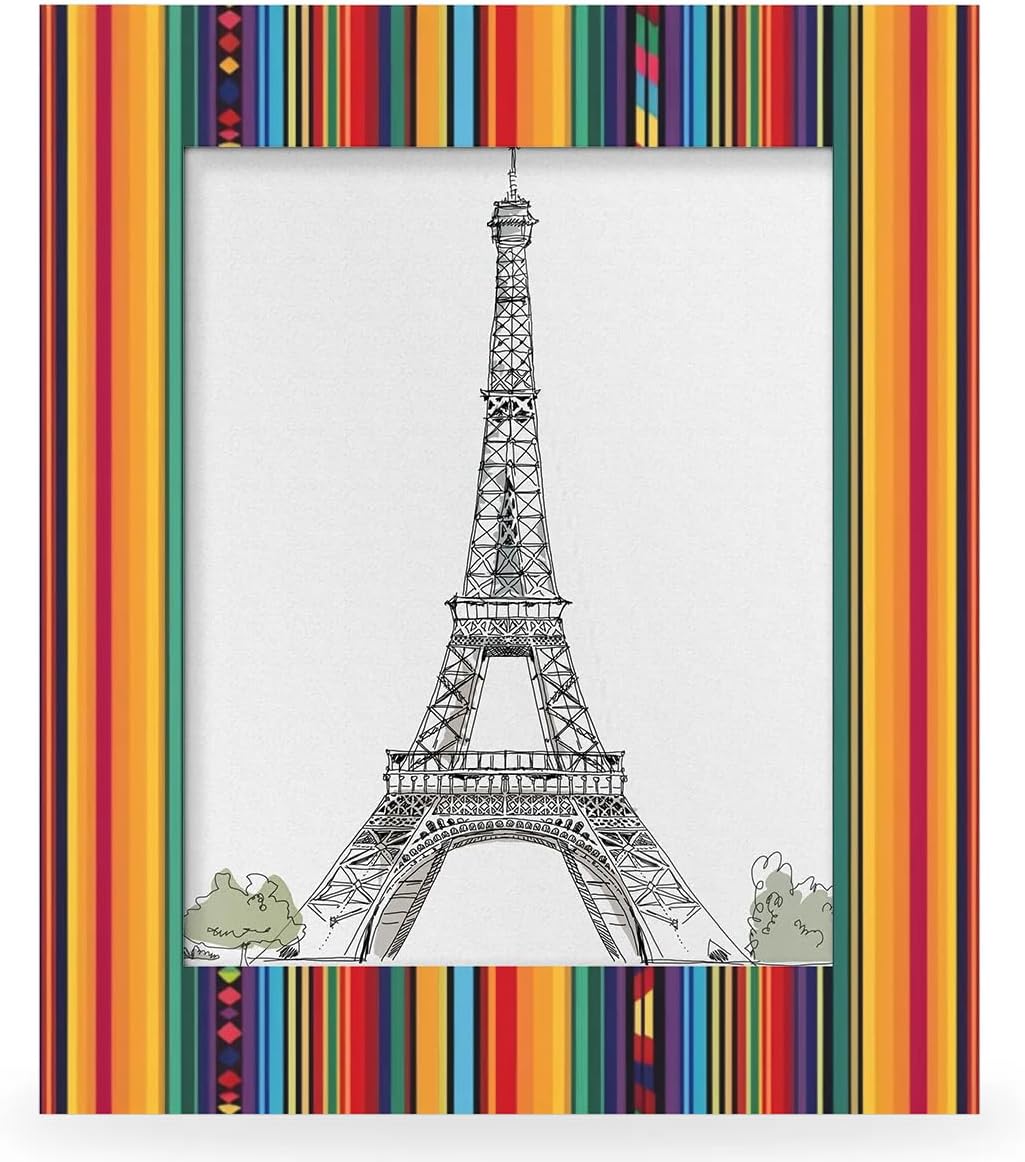 Cinco De Mayo 4x6 Picture Frame, Mexican Colorful Stripes Wood Photo Frame for Table Top Display Horizontal Display or Wall Mounting Vertical Picture Frame - Image 7