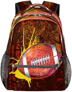 Mochilas escolares de bola de rúgbi para meninas, mochila de estudante, resistente à água, bola de rúgbi, bolsa escolar de viagem para mulheres/homens, mochilas universitárias, Multi, Medium