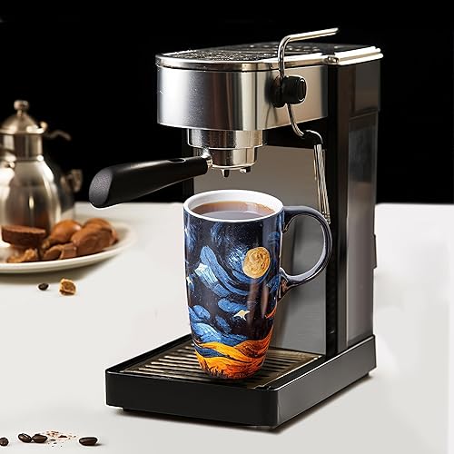 Miniatura 5 de Topadorn Taza de viaje de cerámica con tapa y asa, taza de café de cerámica con leche en caja de color, 17 onzas, tapa resistente a salpicaduras,