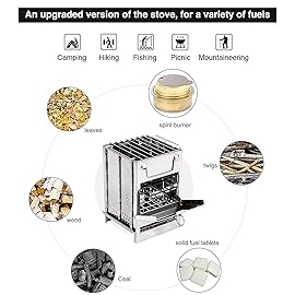 REDCAMP Wood Burning Folding Camp Stove Stainless Steel Grill, Portable Collapsible Backpacking Stove Survival Rocket Stove for Hiking Outdoor Tent Camping Picnic BBQ, Samll