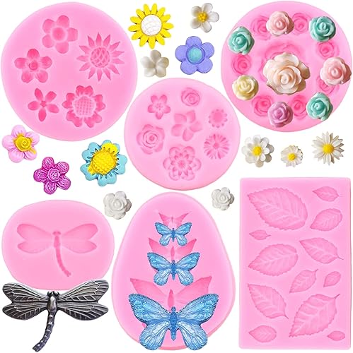 ZiXiang Molde de flores para fondant molde de rosas y margaritas de silicona mini molde de corona de arco para decoración de pasteles decoración de