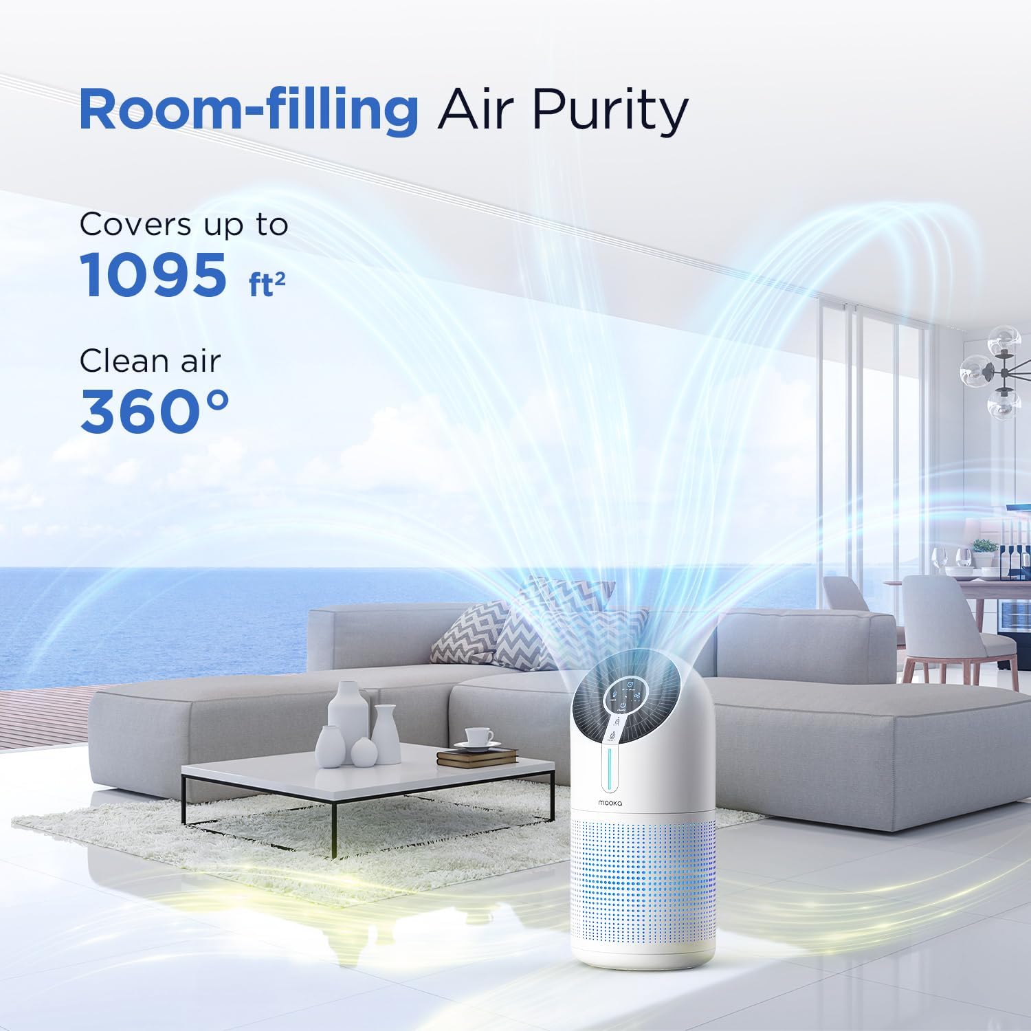 MOOKA Official Certified H13 True HEPA Air Filters Replacement Compatible with M02 Air Purifier, 3-stage Filtration, Captures Dust, Pollen, Smoke, Odors, and Pet Dander, 1 Pack