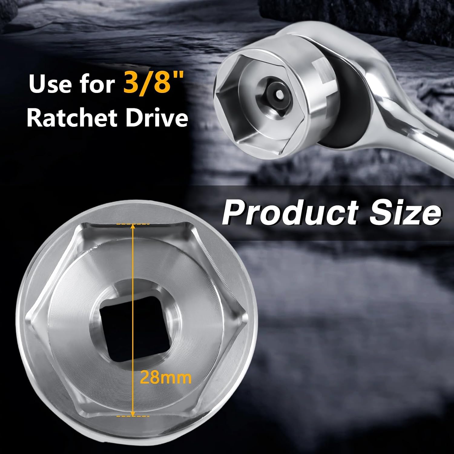 EVRBUL 28mm Bike Fork Topcap Socket Tool 3/8" Ratchet Drive Compatible with Fox Most 34 Series Mountain Bike Fork Topcap Nuts