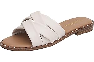 Women's Cute Slip On Studded Flat Slides Sandals