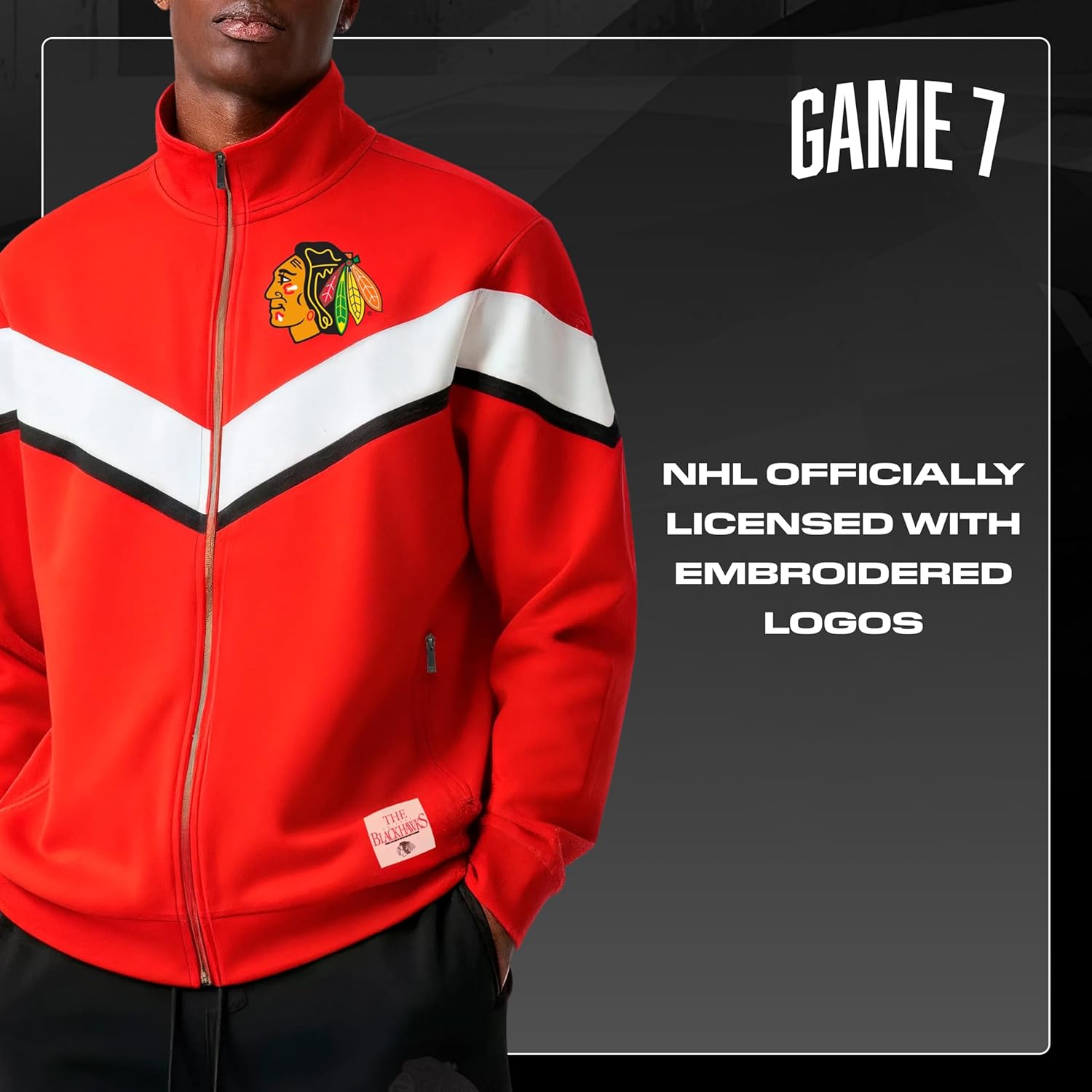 GAME 7 NHL mens X Nhl Men's Officially Licensed Long Sleeve Neoprene Zip Up Sweatshirt - Image 5