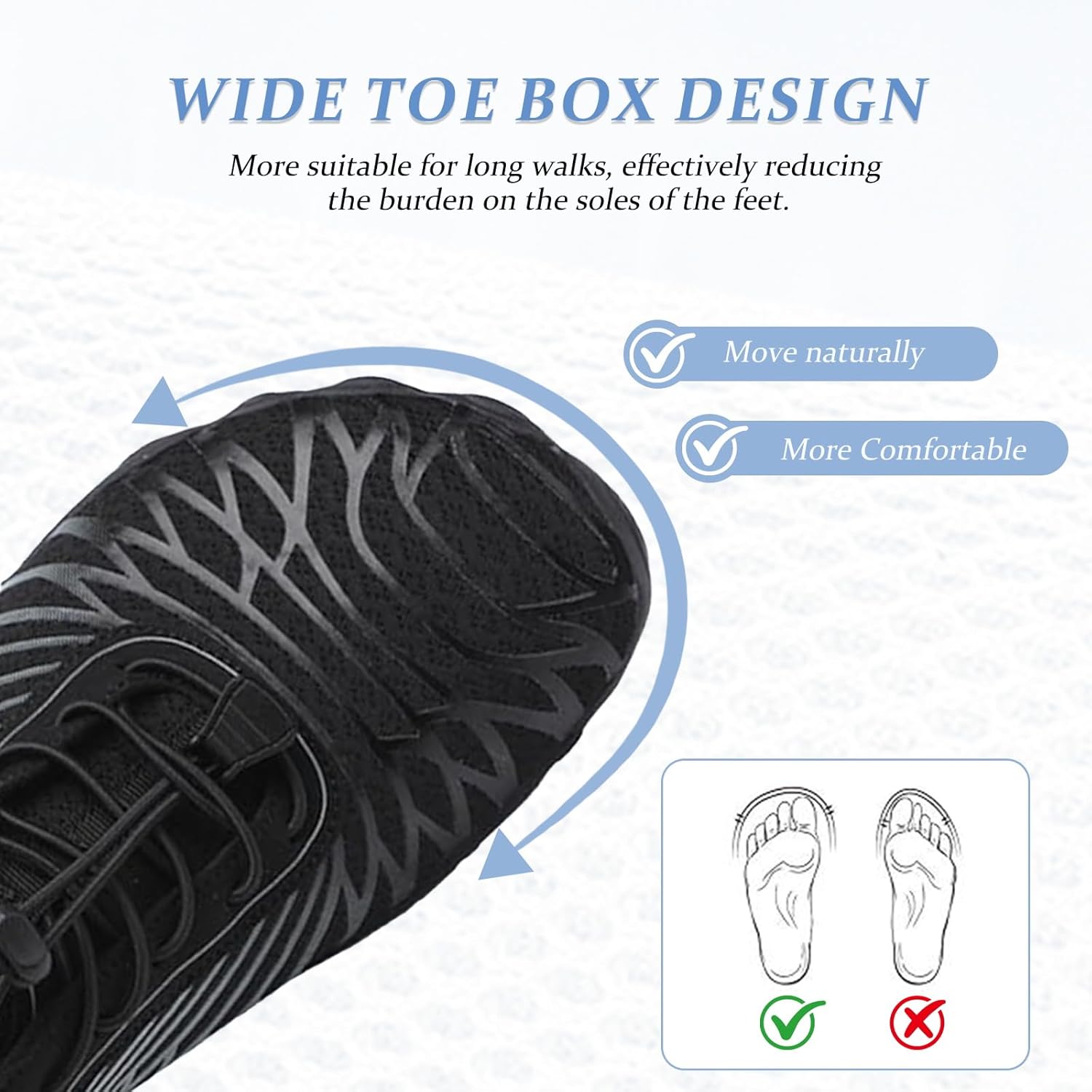 Barefoot Shoes for Women & Men, Grounded Walking Hiking Barefoot Shoes, Wide Toe Box Non-Slip Water Athletic Footwear, Comfortable Vitality Barefoot Footwear, Trail Running Sneakers Unisex - Image 3