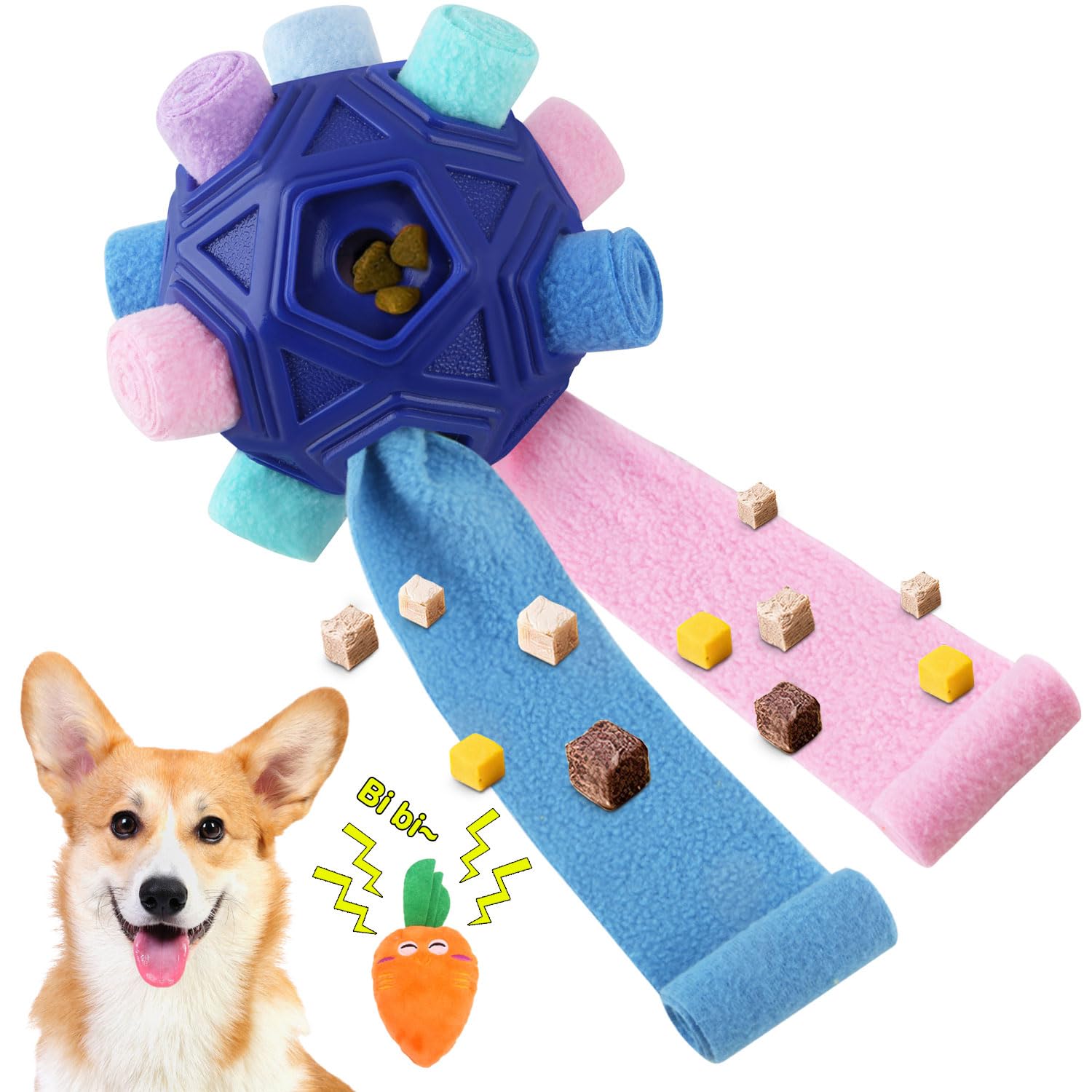 Petration Dog Snuffle Ball-Interactive Puzzle Dog Toys Encourage Natural Foraging Skills Slow Feeder for Training and Stress Relief, Cloth Strip