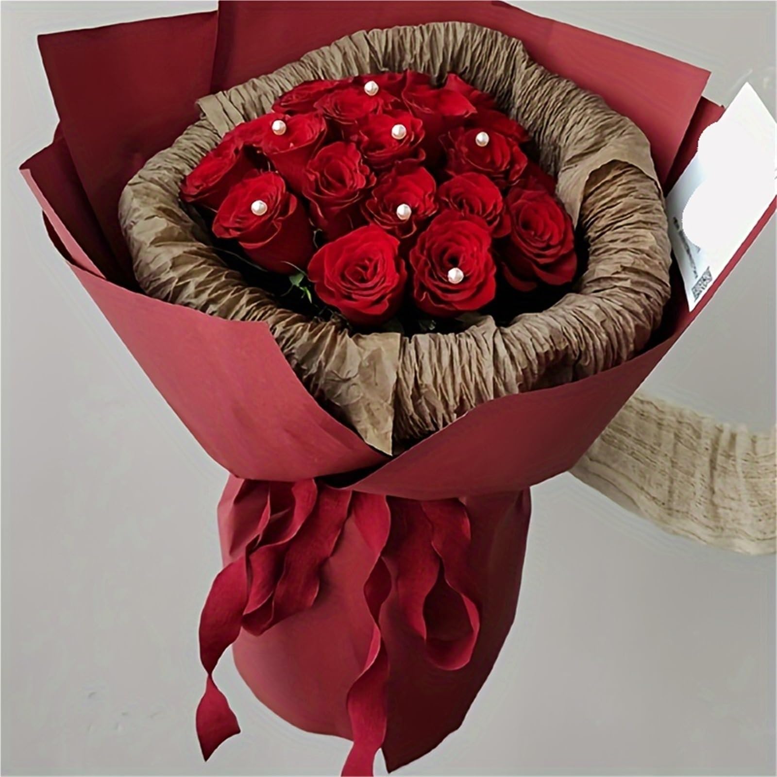 Rotolo di carta da imballaggio, con fiori per Carta Alimentare | Decorazioni for feste di matrimonio Artigianali Fiori fai da te Scrapbook Packaging Carta origami(Pure White)