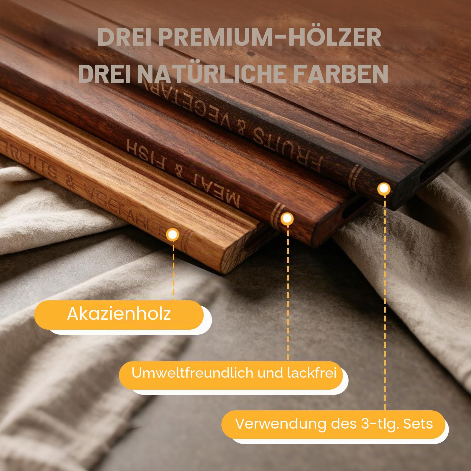 Schneidebrett im Buchdesign, 3er-Set Holzschneidebretter aus Holz, Buchförmige Schneidebretter mit Vertikalem Aufbewahrungsständer für Fleisch, Gemüse und Brot, Küchengeschenk