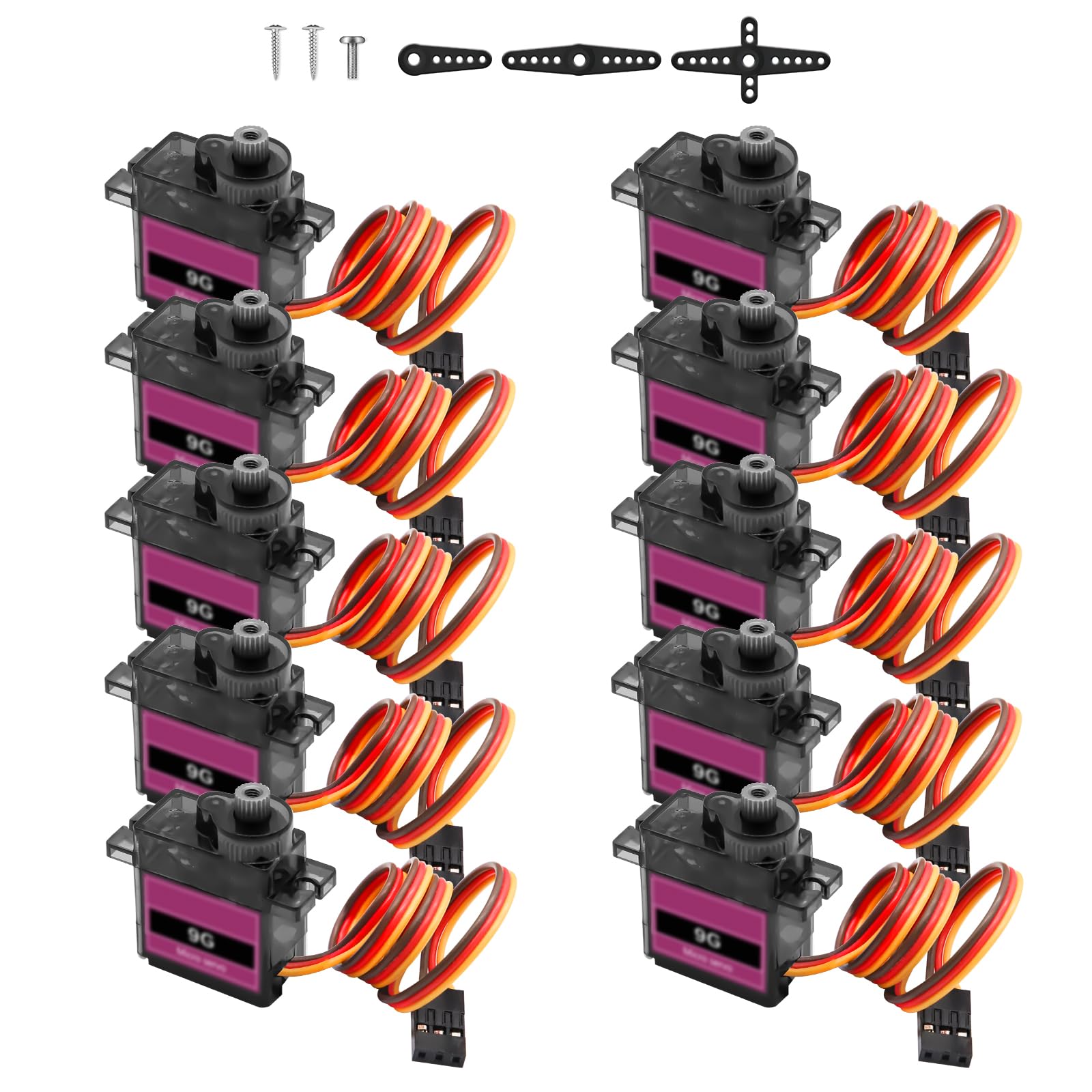 Servo Micro Motor Binghe 10 Pezzi Servomotore con Metallo Ingranaggi 9G Mini Servo Angolo di rotazione 90-180 Micro Servo per RC Smart Robot Helicopter Car Plane compatibile con Arduino