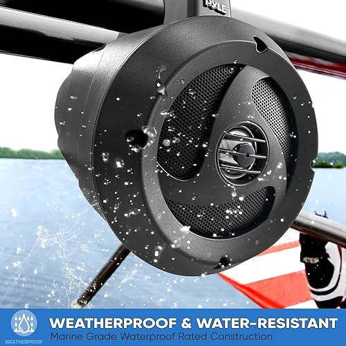 Miniatura 2 de Pyle Altavoces Bluetooth todoterreno impermeables de 2 vías, 4 pulgadas, 900 W, sistema de altavoces de torre de wakeboard de grado marino activo