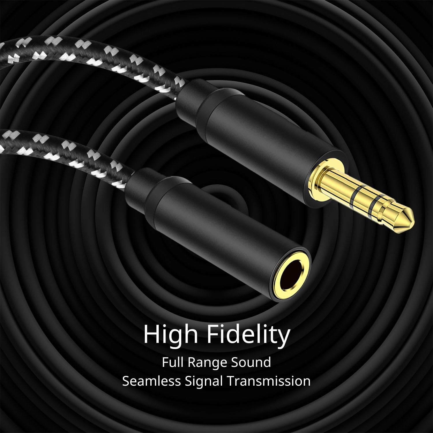 TNP Headphone Extender 3.5mm Audio Jack Extension Adapter - AUX Auxiliary Stereo Headset Connector Male to Female Plug 3 Pole for iPhone Android Smartphone Battery Case Speaker (6 Inch)