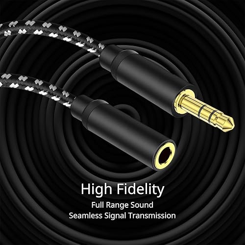 Miniatura 10 de TNP AUX - Cable de extensión para auriculares de 0.138 in (15 pies), extensor macho a hembra, adaptador de conector de enchufe auxiliar de audio