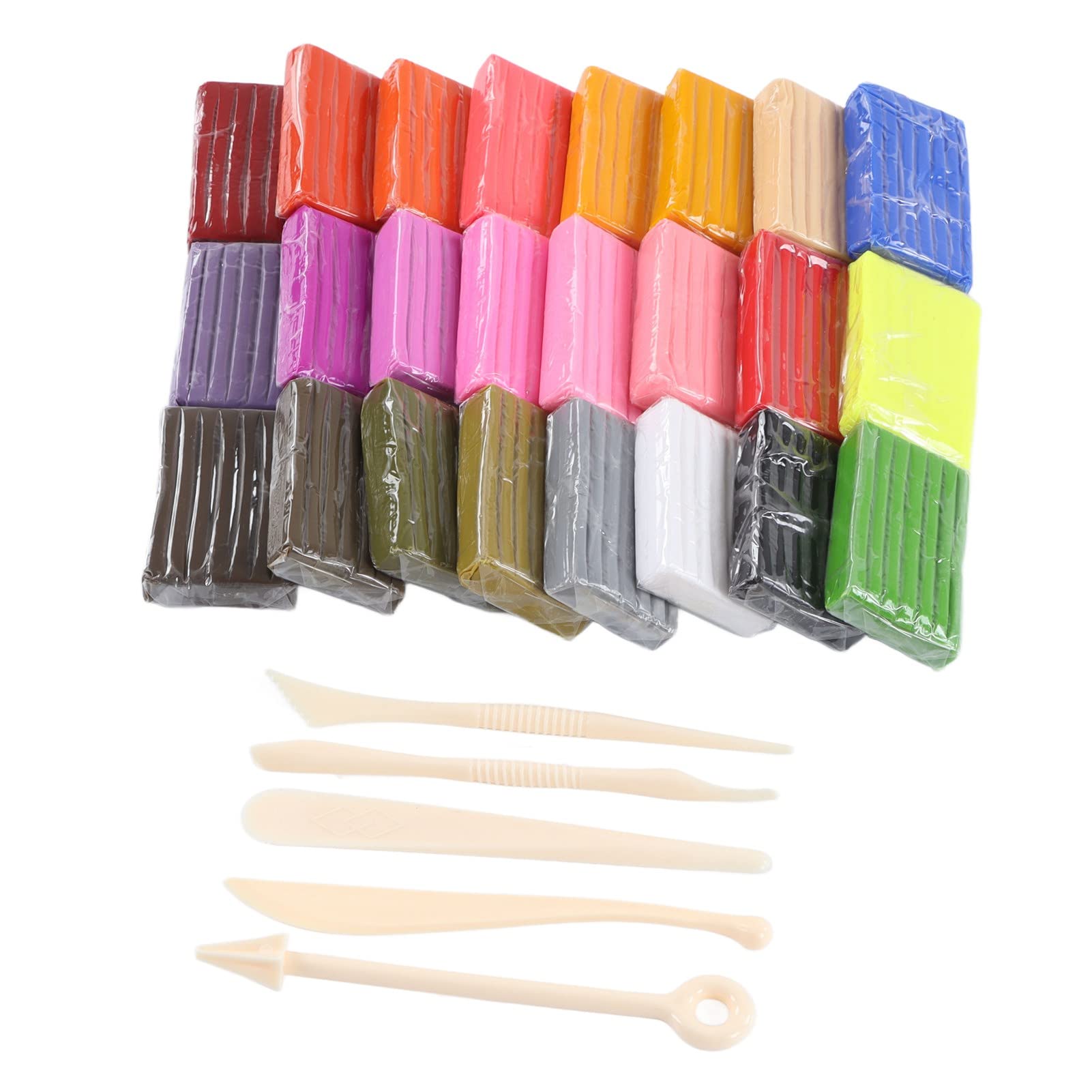 Cryfokt Polymer-Ton-Set, 24 Farben, Niedriger Temperatur, Weicher, Ungiftiger Ton für ab 3 Jahren, Zum Selbermachen, Handgefertigtes Bildhauen, Modellieren, mit Aufbewahrungsbox und Werkzeugen