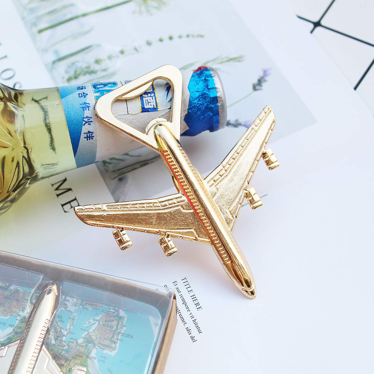 24 Stück Flugzeug-Flaschenöffner Hochzeit Party Favor für Gäste Let The Adventure Begin Antik Bierflaschenöffner für Hochzeit Souvenirs Geburtstag Brautdusche Jubiläum Dekoration Geschenk
