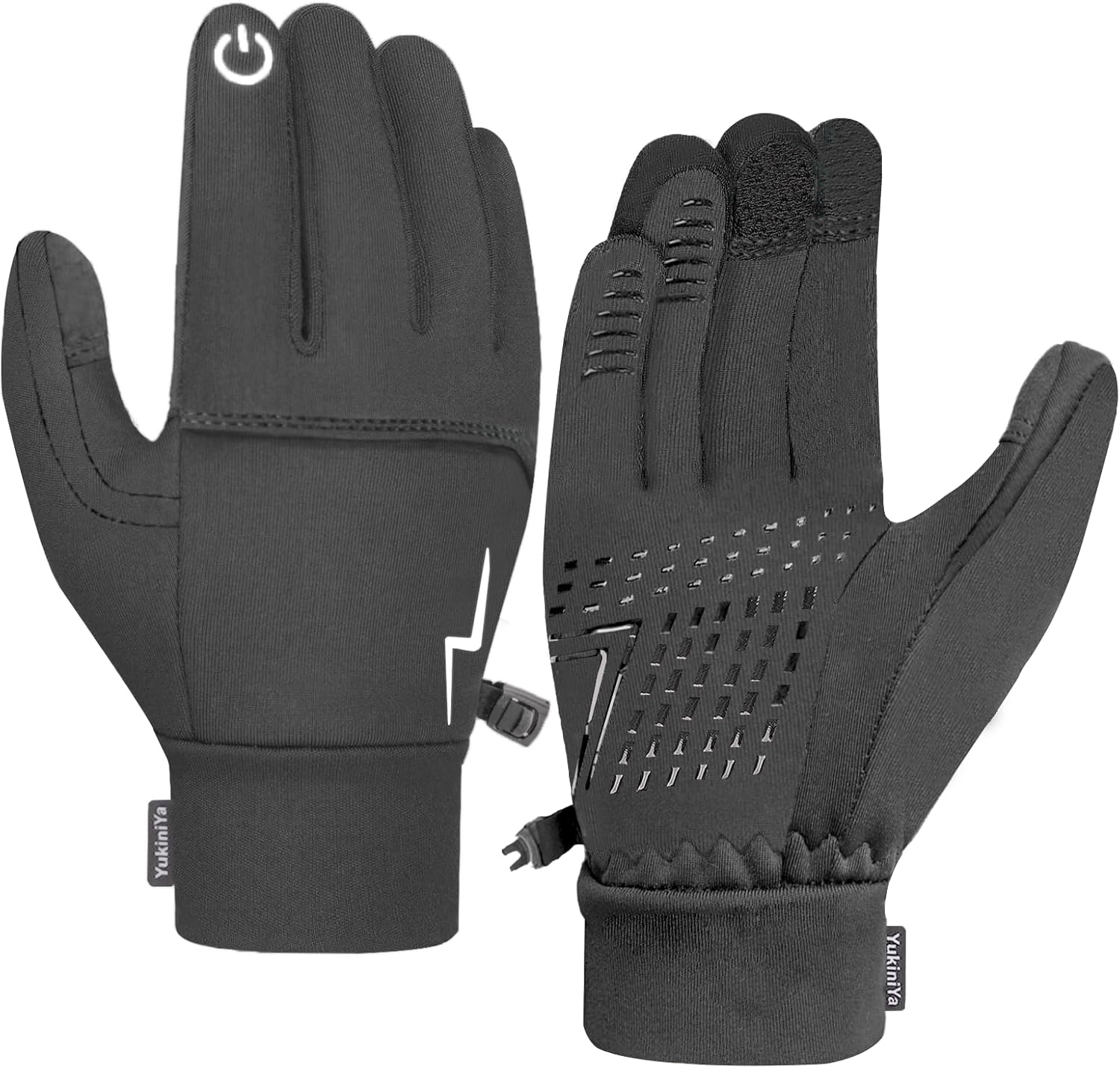 Kids Winter Bike Gloves Warm Water Resistant Anti Slip for Boys Youth 3-15 Years Cycling with Reflective Strip Black