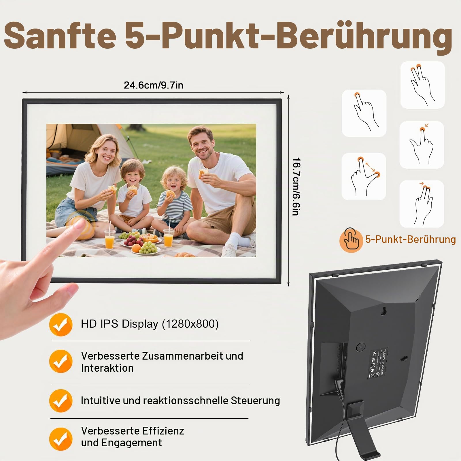 Digitaler Kalender Wand 10.1 Zoll, Digitaler Wandkalender Touchscreen 1280x800, Elektronischer Wandkalender für Familie, 32GB Familienplaner mit To-Do-Liste Kalender, Essensplaner, Wochenplaner