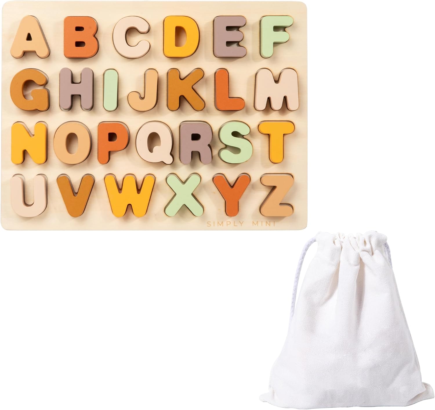 Wooden Alphabet Puzzle for Toddlers Learning ABC Letters - Fun and Educational Wood Letter Puzzle with Storage Bag for Toddlers and Kids 3-6 Years Old