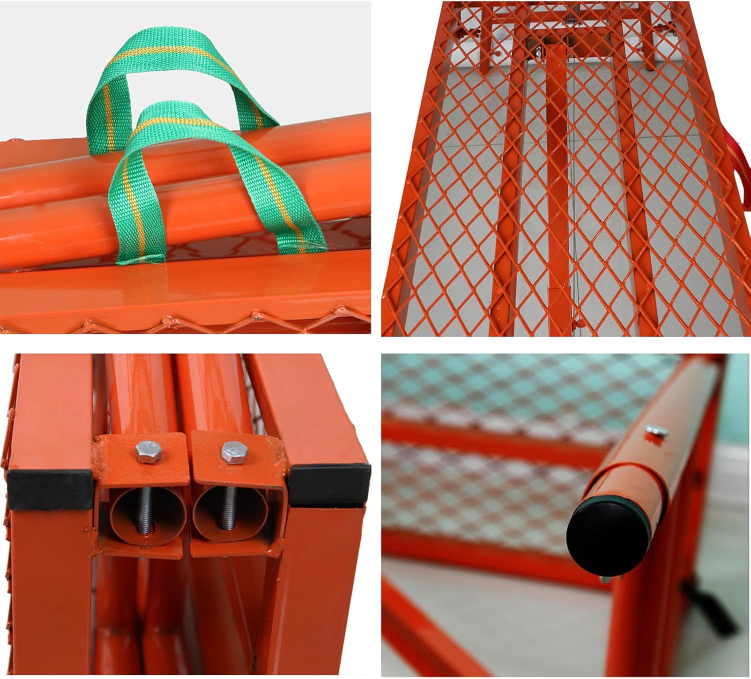 Work Platform Orange Scaffolding Equipment, Portable Folding Scaffolding, Multipurpose Work Platform Scaffold Tower Ladder Stool Work Bench, 882 Lbs Load, Galvanized Steel