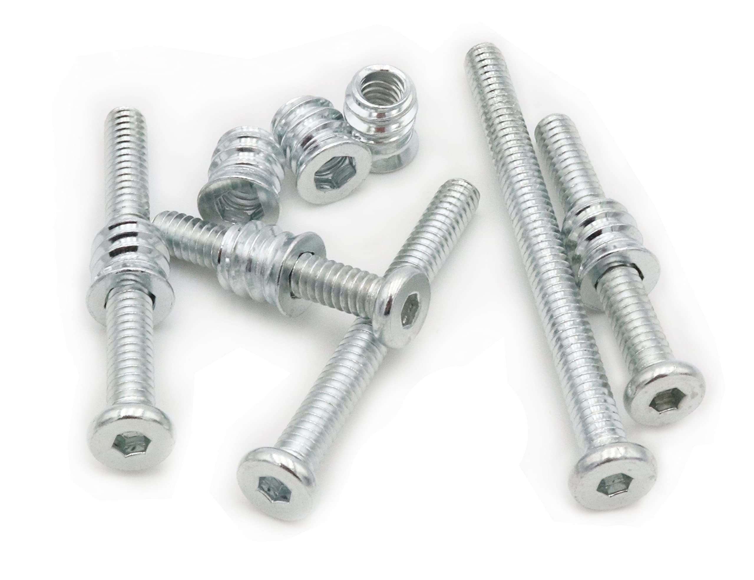 LBY 25-Piece 1/4 Inch Threaded Insert & Bolt Kit - Zinc Plated Carbon Steel For Furniture - View #9