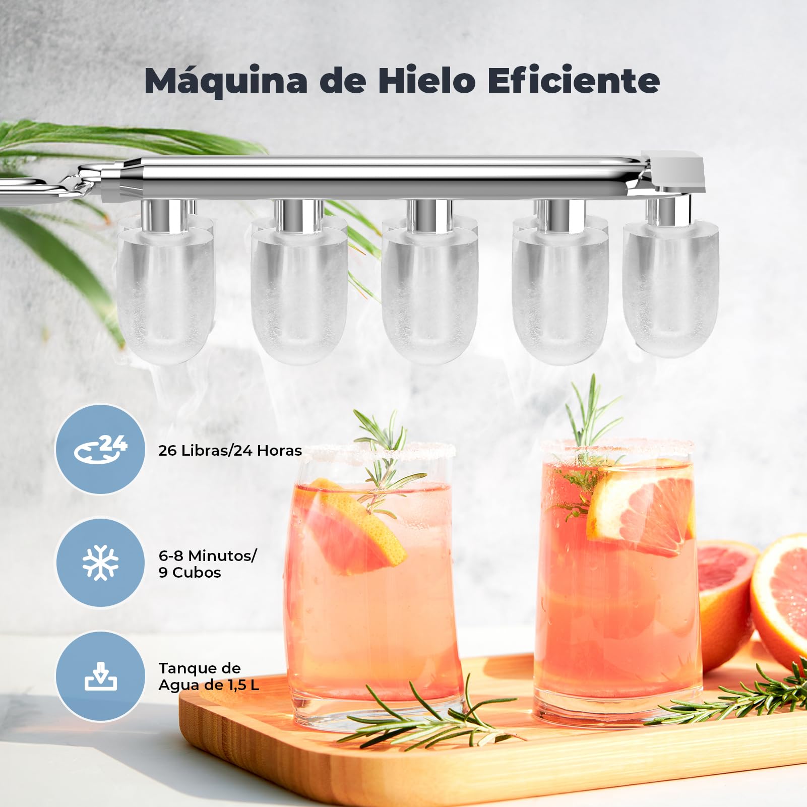 Máquinas para Hacer Hielo, Acmeenjoy 12kg/24h Maquina de Hielo para Encimera, Hielo en 6-8 minutos, Maquina de Hielo Portátil y Autolimpiante con Mango para el Hogar/Fiesta/Cocina/Bar
