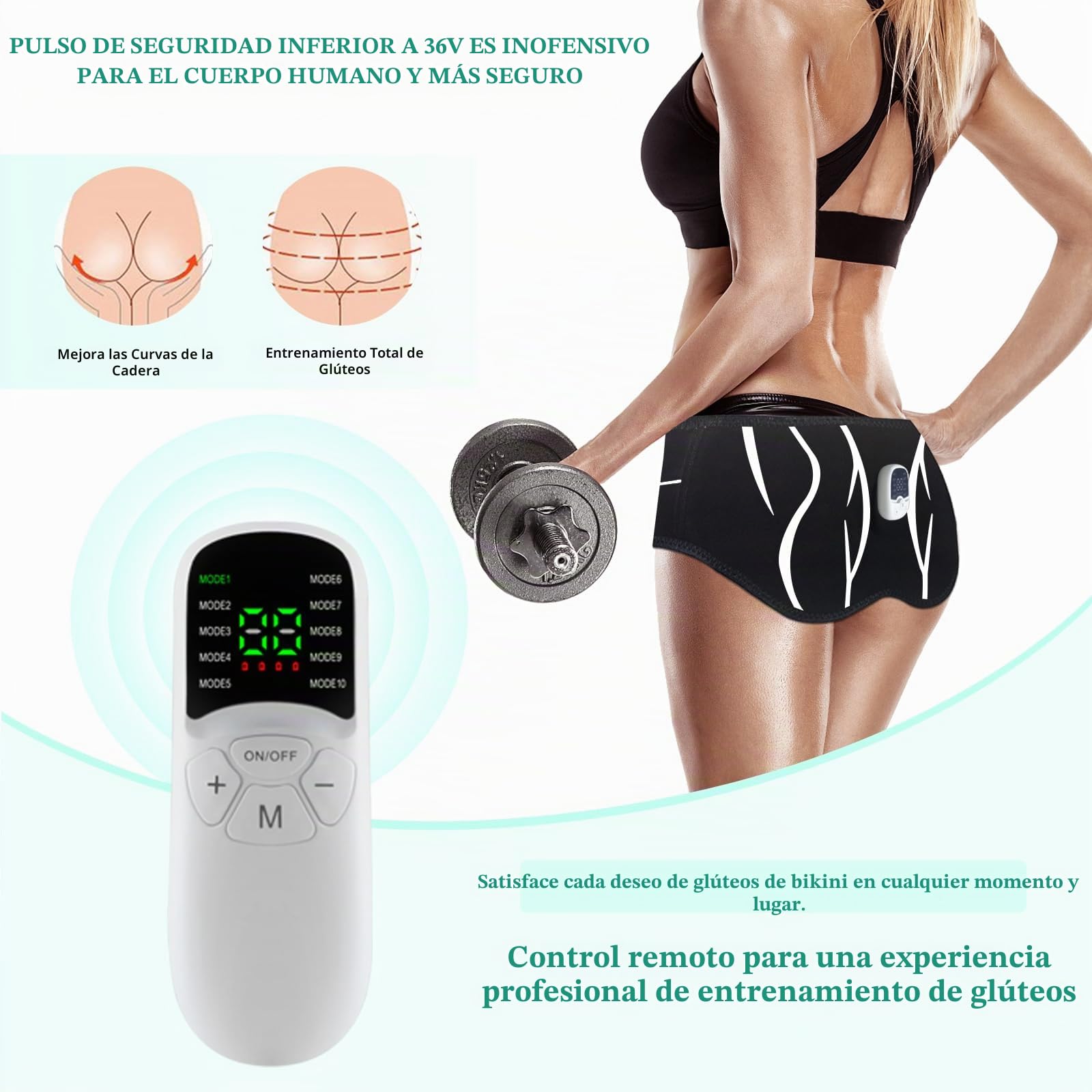 EMS Entrenador eléctrico estimulador Muscular y máquina de moldeo Inteligente ayudan Hombres y Mujeres a Levantar moldear y apretar Caderas Ofrecen Ejercicios específicos para Mejorar línea Corporal