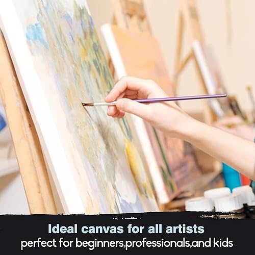 Miniatura 7 de CONDA Lienzo estirado de 6 x 6 pulgadas para pintar, paquete de 12, 100% algodón, perfil de 58 pulgadas, paquete a granel para acrílicos, pintura al