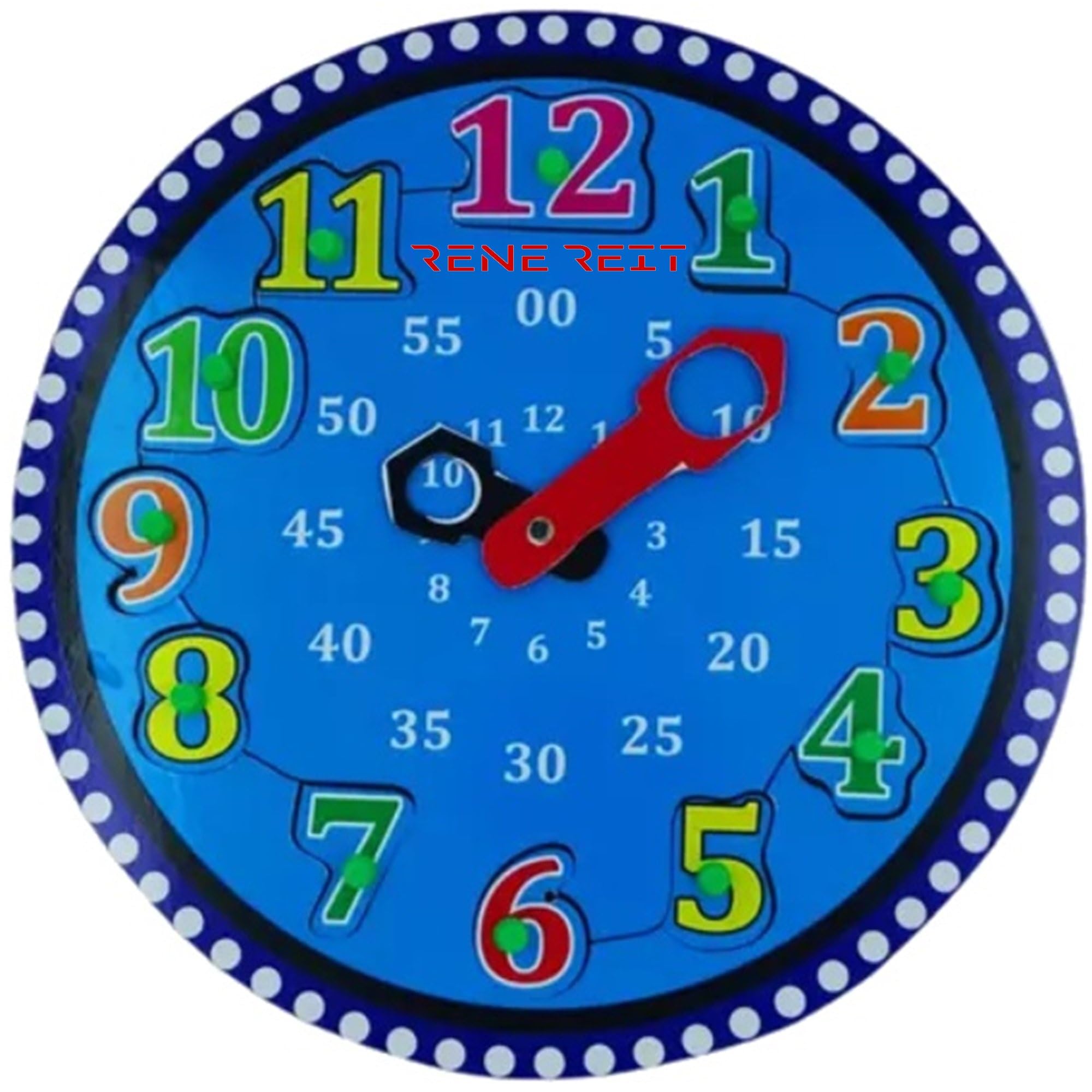 ReneReit Wooden Activity Educational Analog Numbers Shape Sorting and Color Learning Teaching Clock for Kids Preschool Learning BIS Certified Toys - Blue (B0CS3SYMWJ) Amazon Price History, Amazon Price Tracker