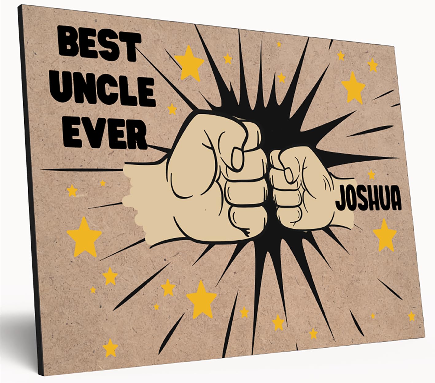 Personalised Fist Bump Sign Custom Wooden Print A4 Plaque Fun Gift Sign for Dad, Grandad, Uncle Wall Art Desk Office Home Décor