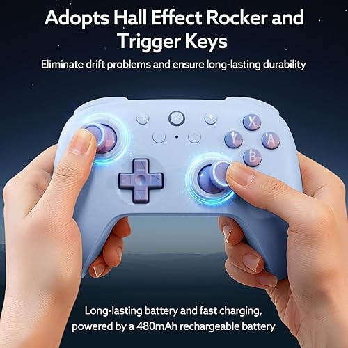 Vista 3 de 8Bitdo Ultimate 2C Bluetooth Controller for Switch/Switch 2 - Wireless Gaming Controller with Hall Effect Joysticks, 6-Axis Motion Control, Azul
