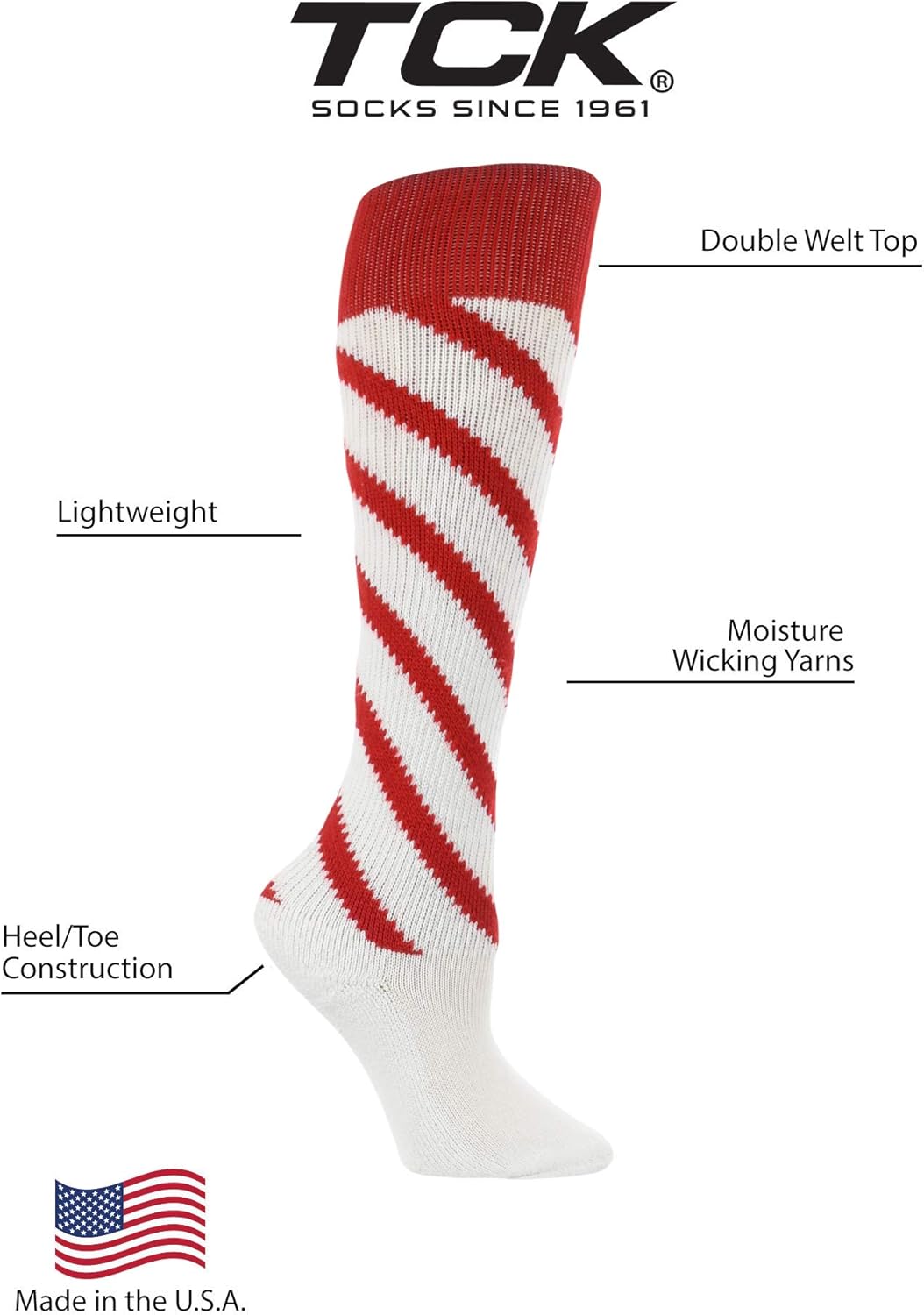 TCK Candy Stripe Knee High Softball Socks Soccer - Image 2
