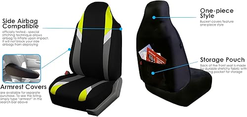 Miniatura 4 de Funda de asiento de auto morderna de alta calidad. Apta para la mayoría de autos, camiones, SUV, o Van FH GROUP FB133102., amarillo-set par