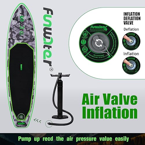 Vista 73 de FunWater Inflatable Stand Up Paddle Board with Premium SUP Paddleboard Accessories, Anti-Slip EVA Deck, 11'/10'6'' Paddle Boards for Adults & Youth