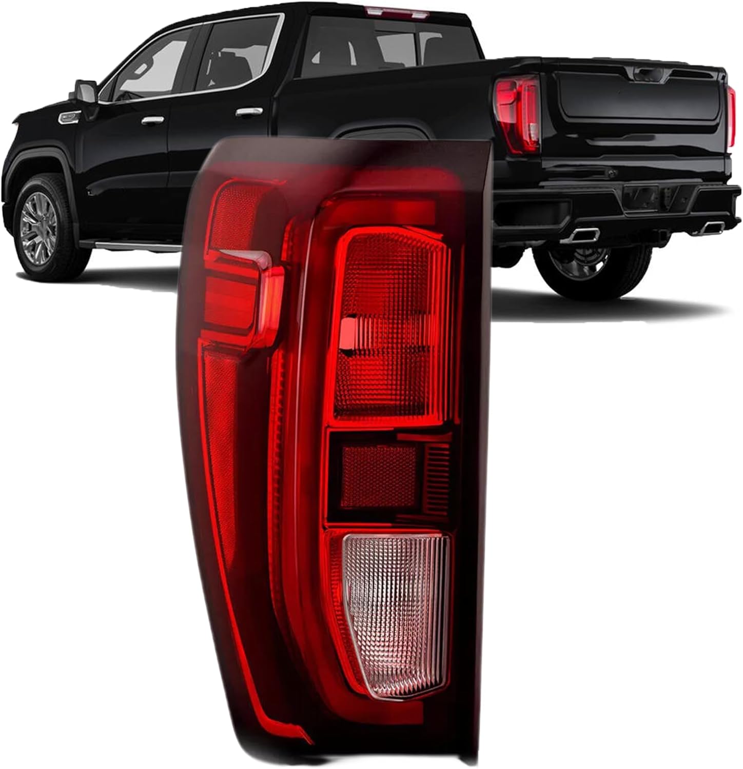 Generic Driver Left Side Rear Tail Light Assembly Halogen Type Compatible with 2019-2023 GMC Sierra 1500 2500HD 3500HD Replace 84968737