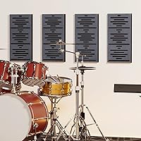 Vista 7 de TONOR 4-Pack Acoustic Wood Wall Panels, 23.6” * 11.8” * 1.9” 3D Self-adhesive Wall Panel, Three-layer Soundproof Tiles for Echo Absorbtion